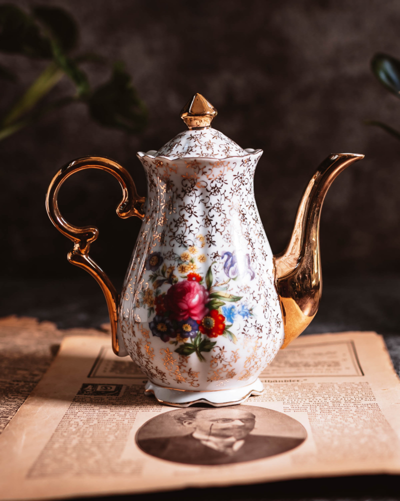 Imbryk do espresso z wzorem kwiatowym lata 80te