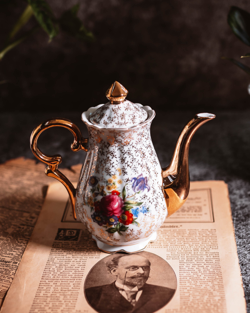 Imbryk do espresso z wzorem kwiatowym lata 80te