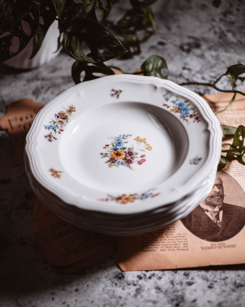 Talerze głębokie Rosenthal Chippendale kwiaty lata 40te