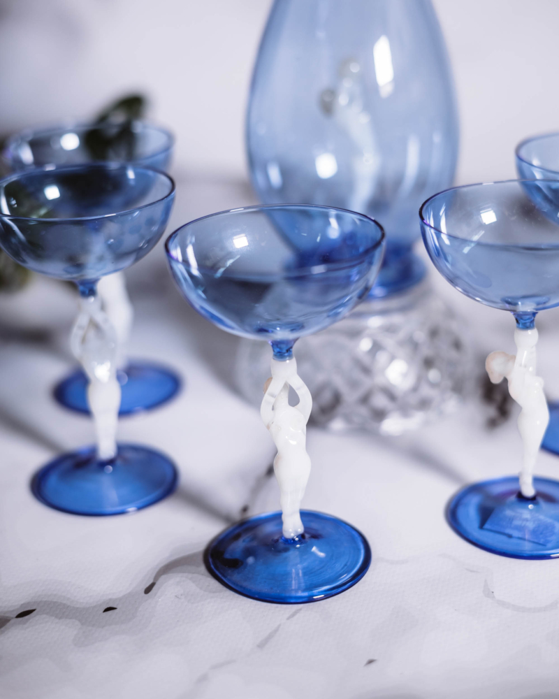 Zestaw do likieru z huty Lauscha Bimini lata 20te