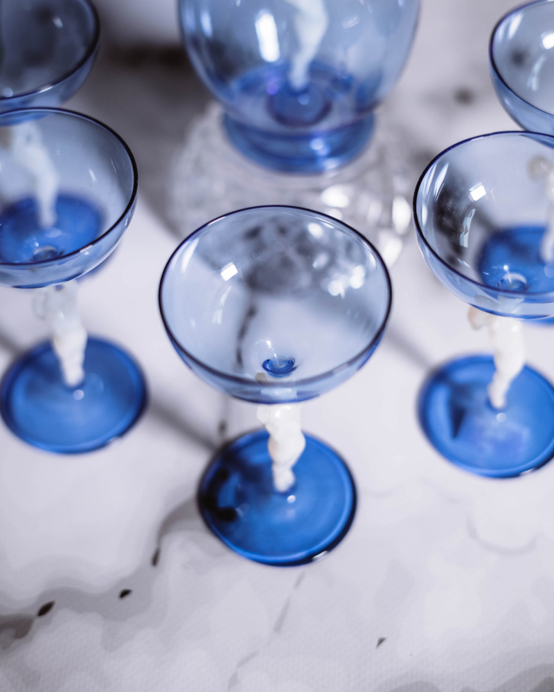 Zestaw do likieru z huty Lauscha Bimini lata 20te