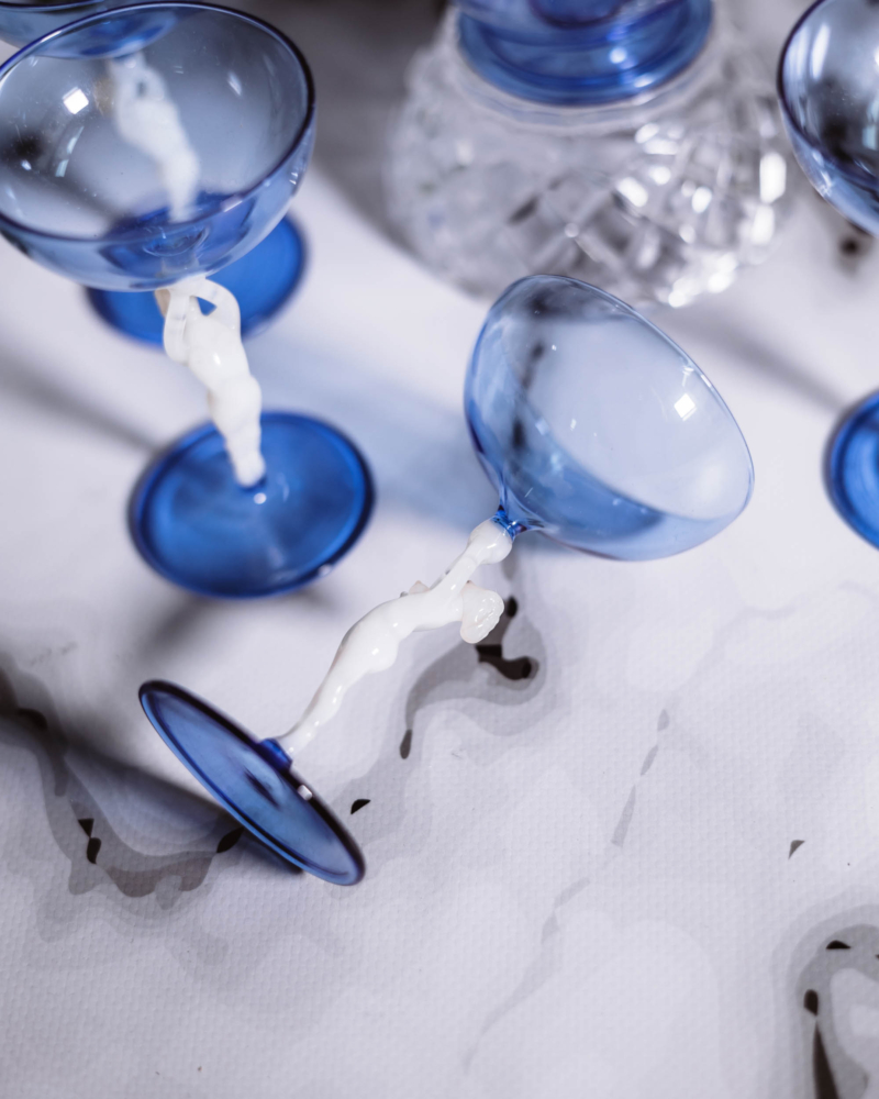 Zestaw do likieru z huty Lauscha Bimini lata 20te