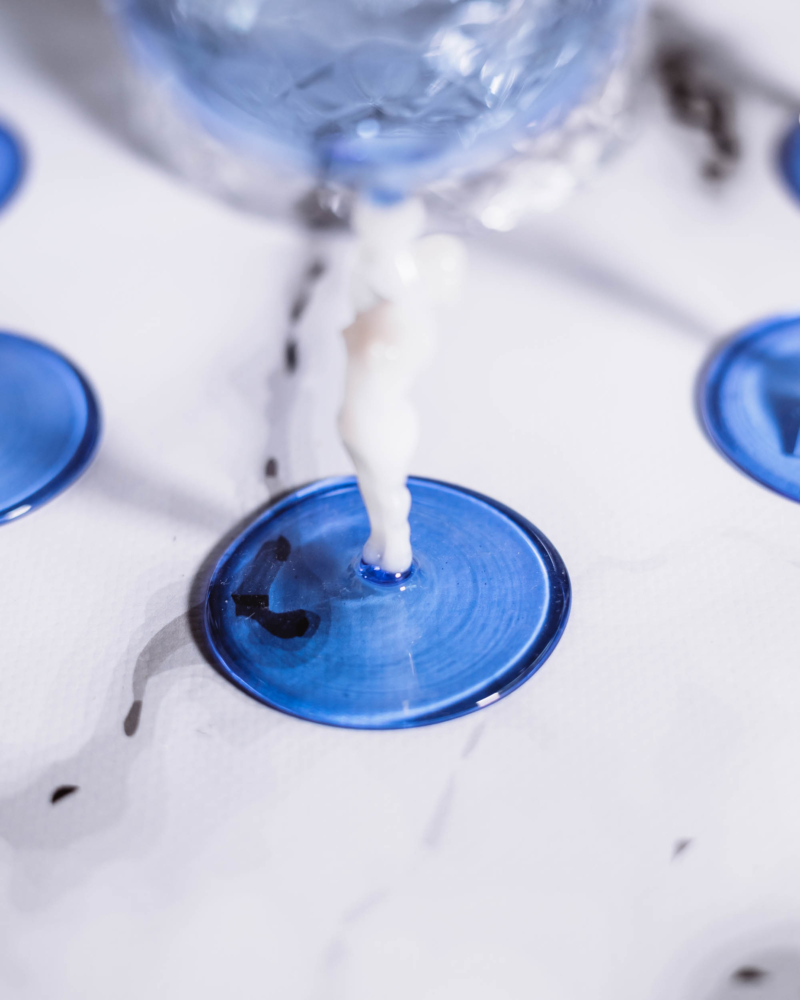 Zestaw do likieru z huty Lauscha Bimini lata 20te