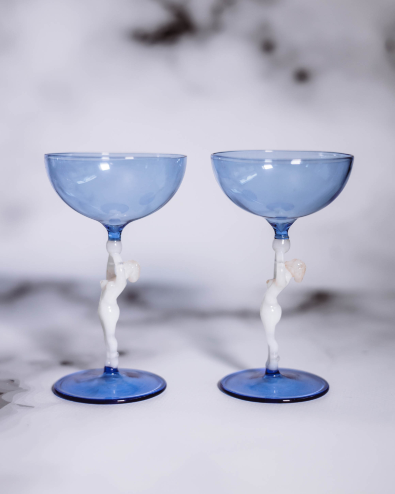 Zestaw do likieru z huty Lauscha Bimini lata 20te