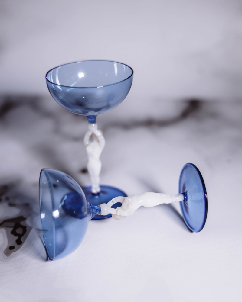 Zestaw do likieru z huty Lauscha Bimini lata 20te