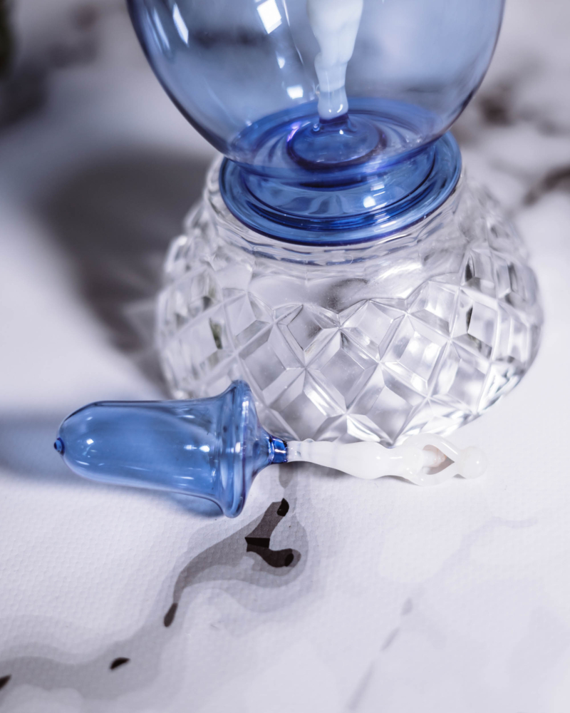 Zestaw do likieru z huty Lauscha Bimini lata 20te