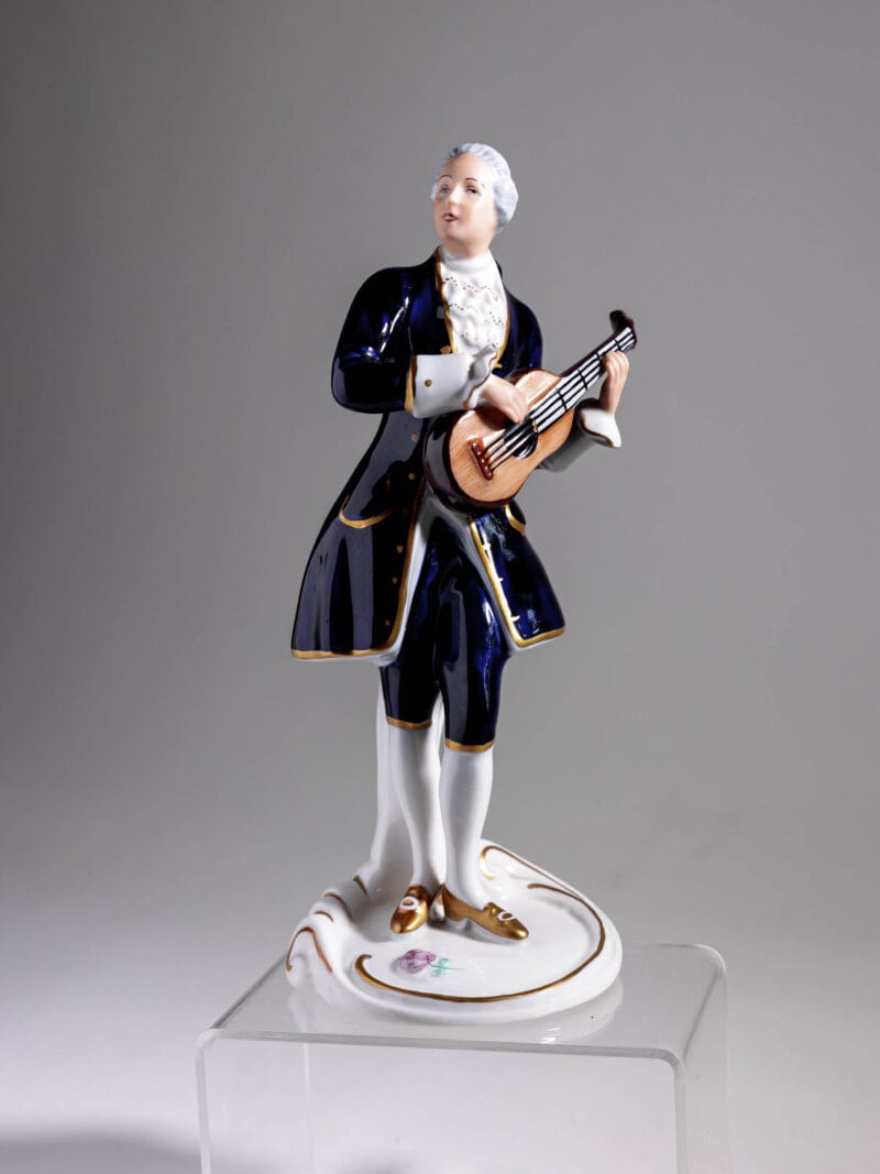 kawaler-z-gitara-figurka-royal-dux-20260422-0418 Figurka kawalera z gitarą Royal Dux lata 50te
