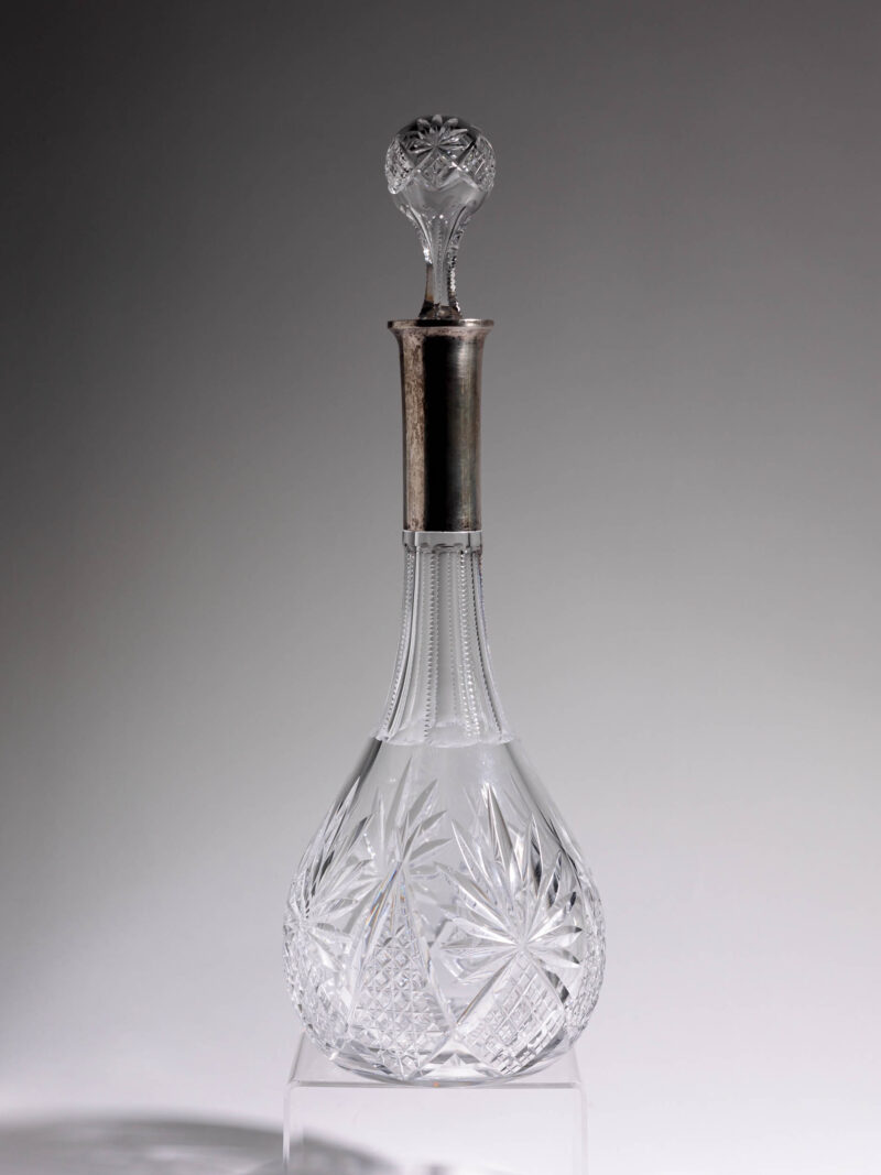 Kryształowa karafka do wina okuta srebrem 800 lata 20te