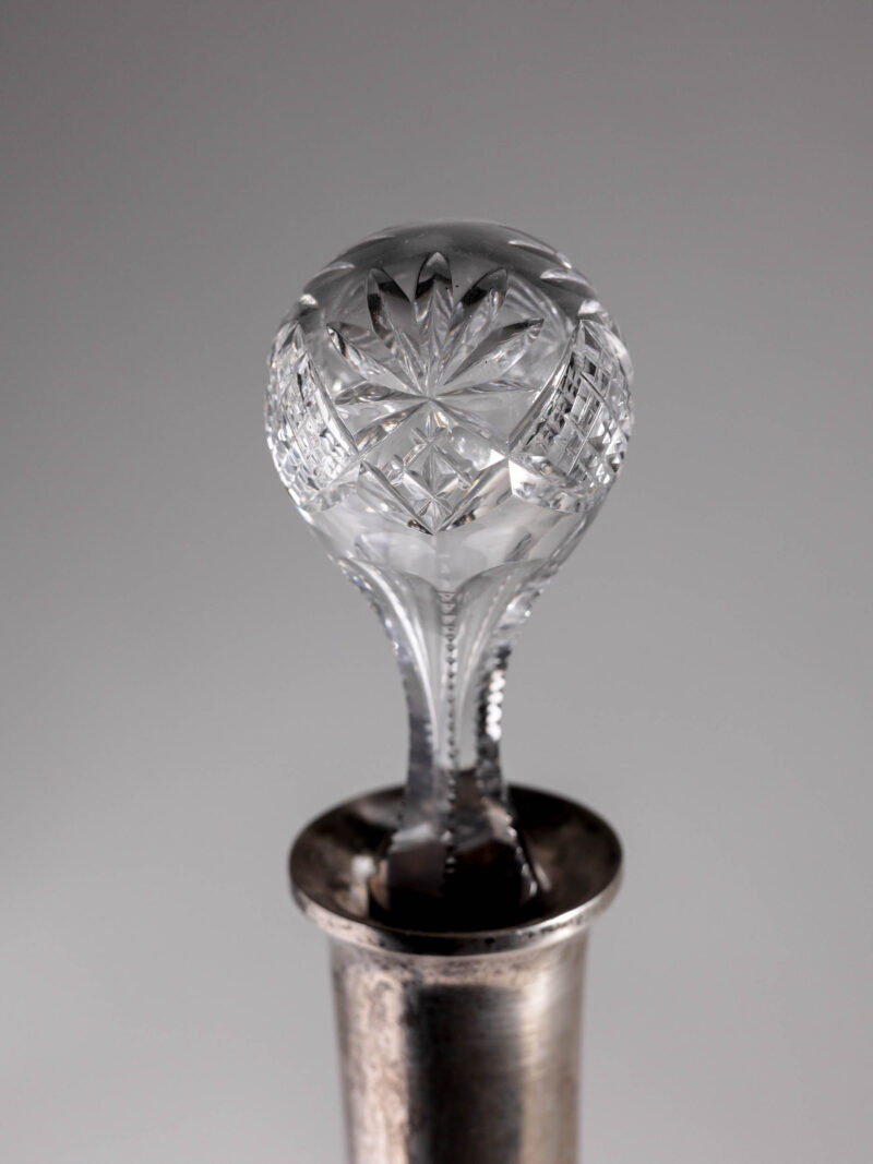 Kryształowa karafka do wina okuta srebrem 800 lata 20te