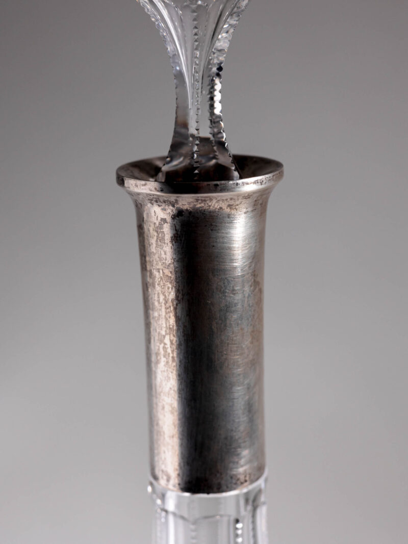 Kryształowa karafka do wina okuta srebrem 800 lata 20te