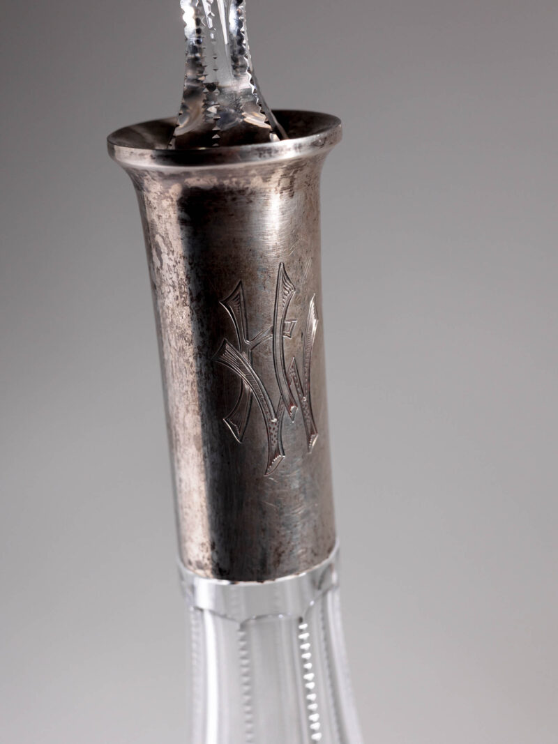 Kryształowa karafka do wina okuta srebrem 800 lata 20te