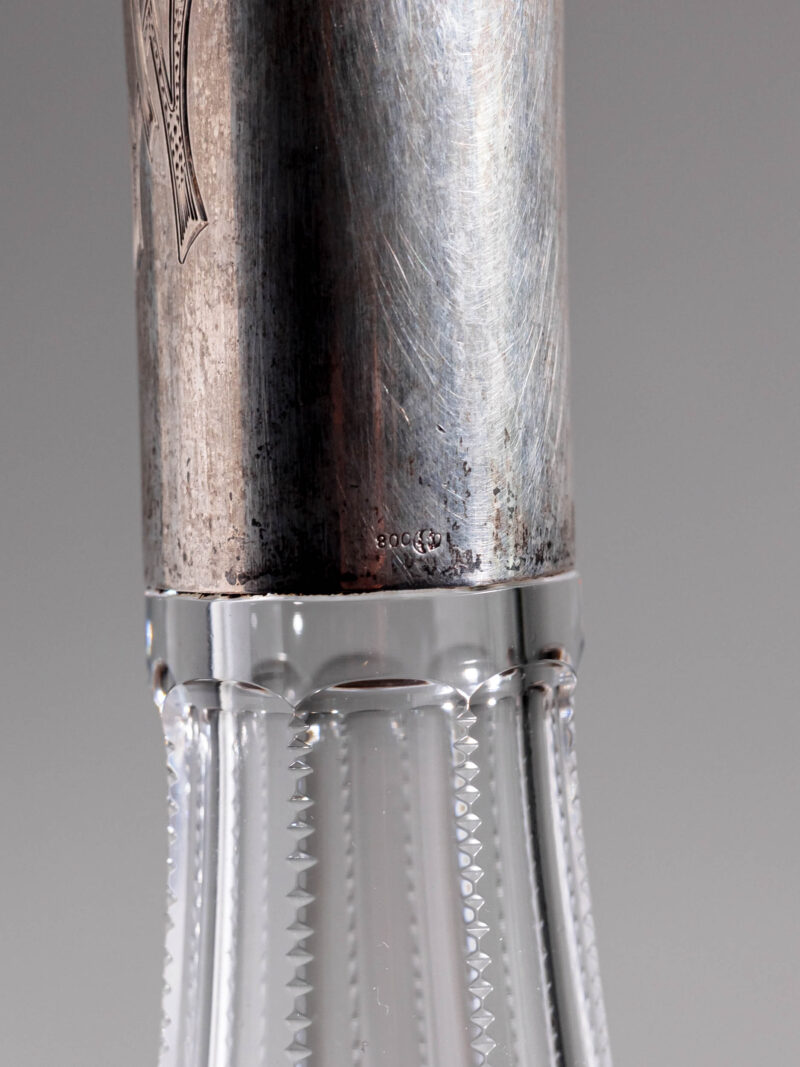 Kryształowa karafka do wina okuta srebrem 800 lata 20te