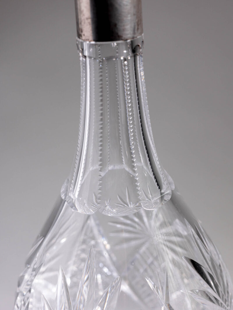 Kryształowa karafka do wina okuta srebrem 800 lata 20te