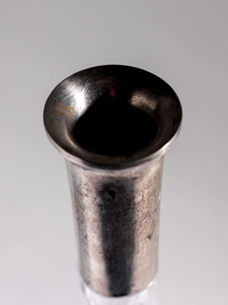 Kryształowa karafka do wina okuta srebrem 800 lata 20te