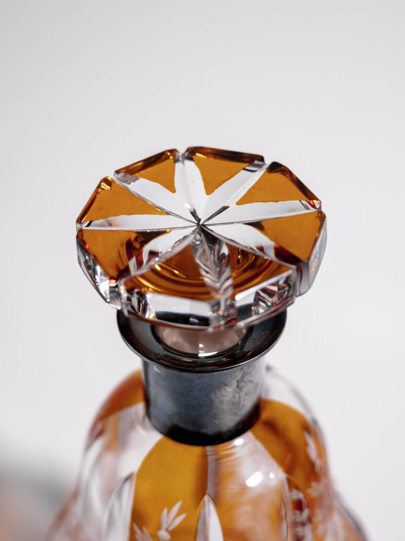 Kryształowa karafka Józefina okuta srebrem 830 lata 20te