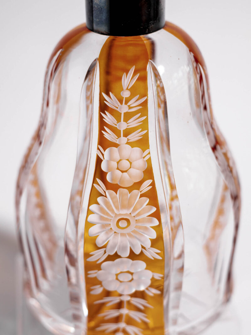 Kryształowa karafka Józefina okuta srebrem 830 lata 20te