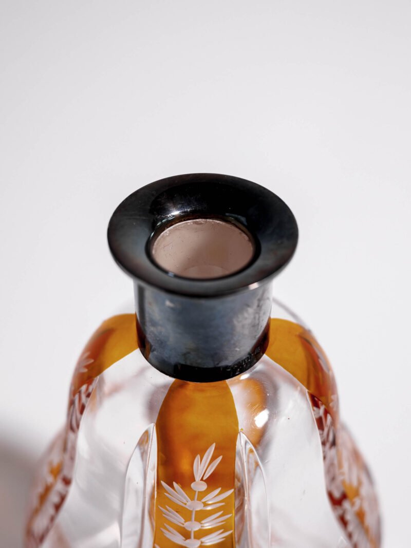 Kryształowa karafka Józefina okuta srebrem 830 lata 20te