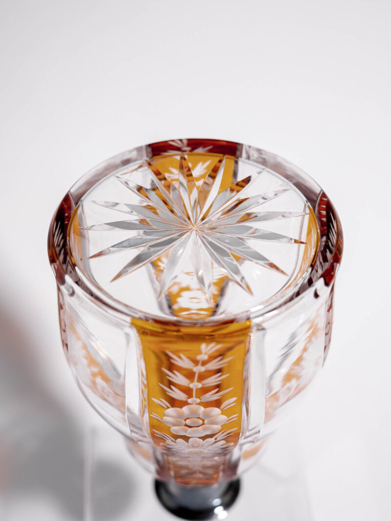 Kryształowa karafka Józefina okuta srebrem 830 lata 20te