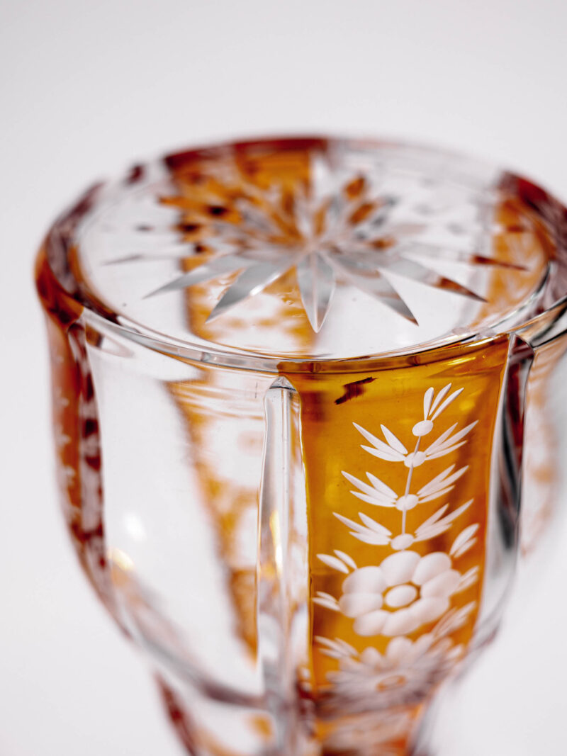 Kryształowa karafka Józefina okuta srebrem 830 lata 20te