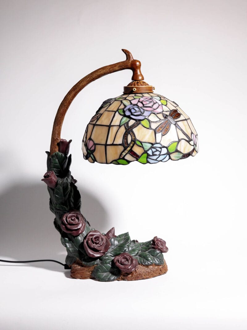lama-witrazowa-drzewo-styl-tiffany-20260608-0495 Unikatowa lampka witrażowa w stylu Tiffany ważka lata 90te