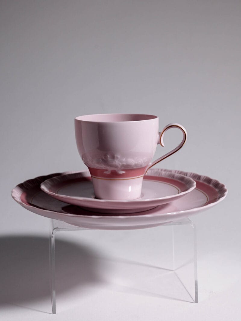 Trio kawowe Hutschenreuther Pink Rose lata 70te