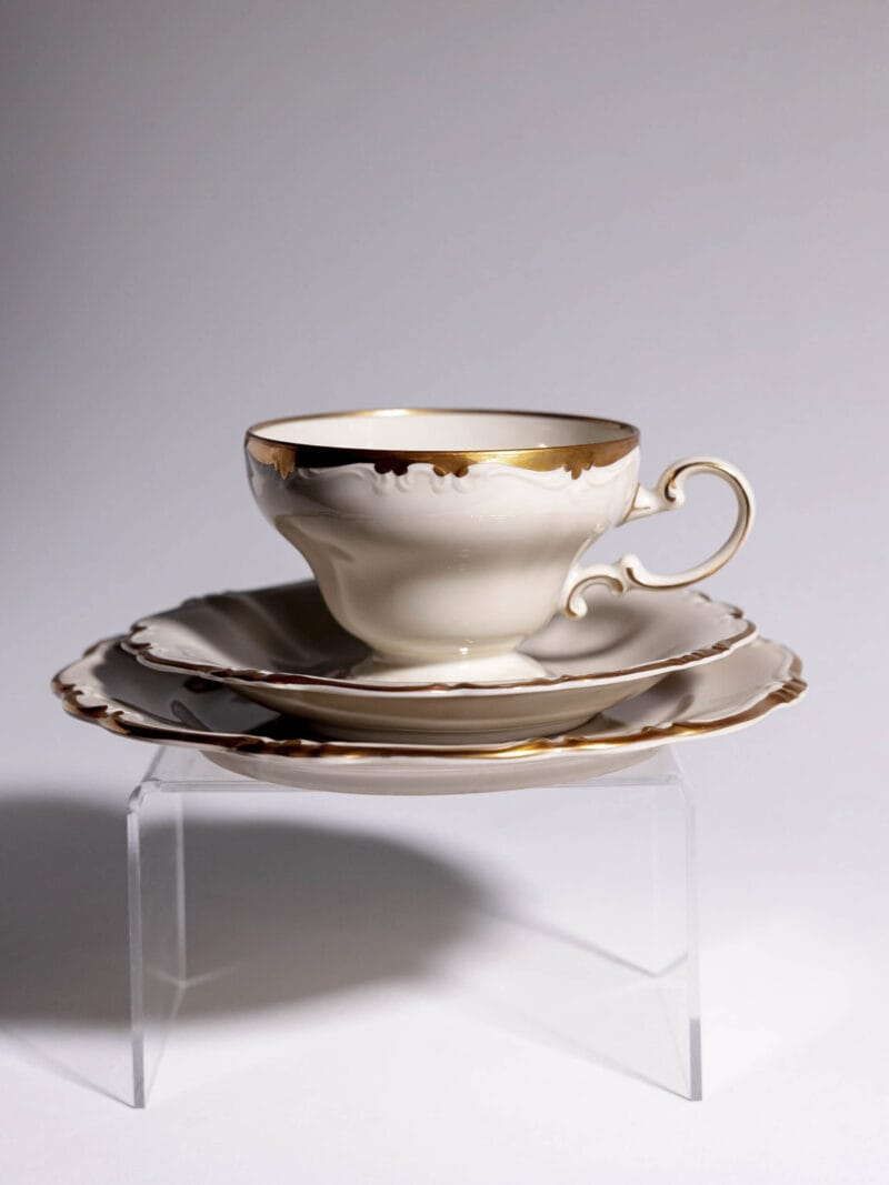 trio-kawowe-rosenthal-pompadour-ecru-20260608-0011 Trio kawowe Rosenthal Pompadour Ecru Gold lata 40te