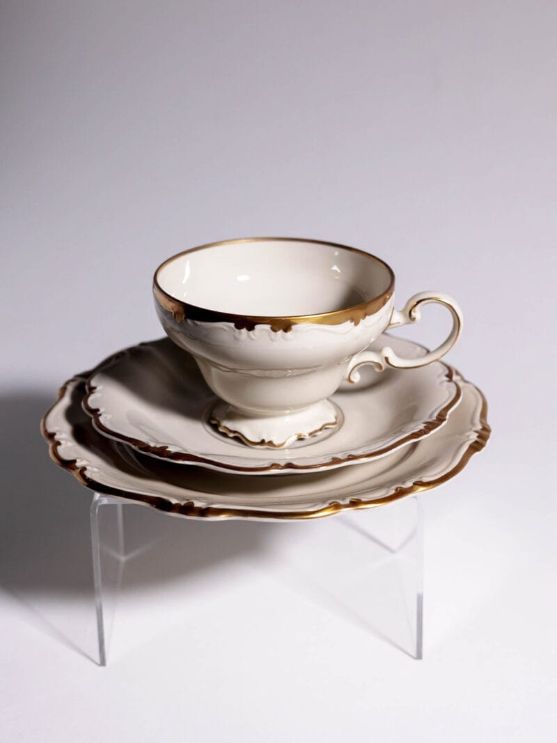 Trio kawowe Rosenthal Pompadour Ecru Gold lata 40te