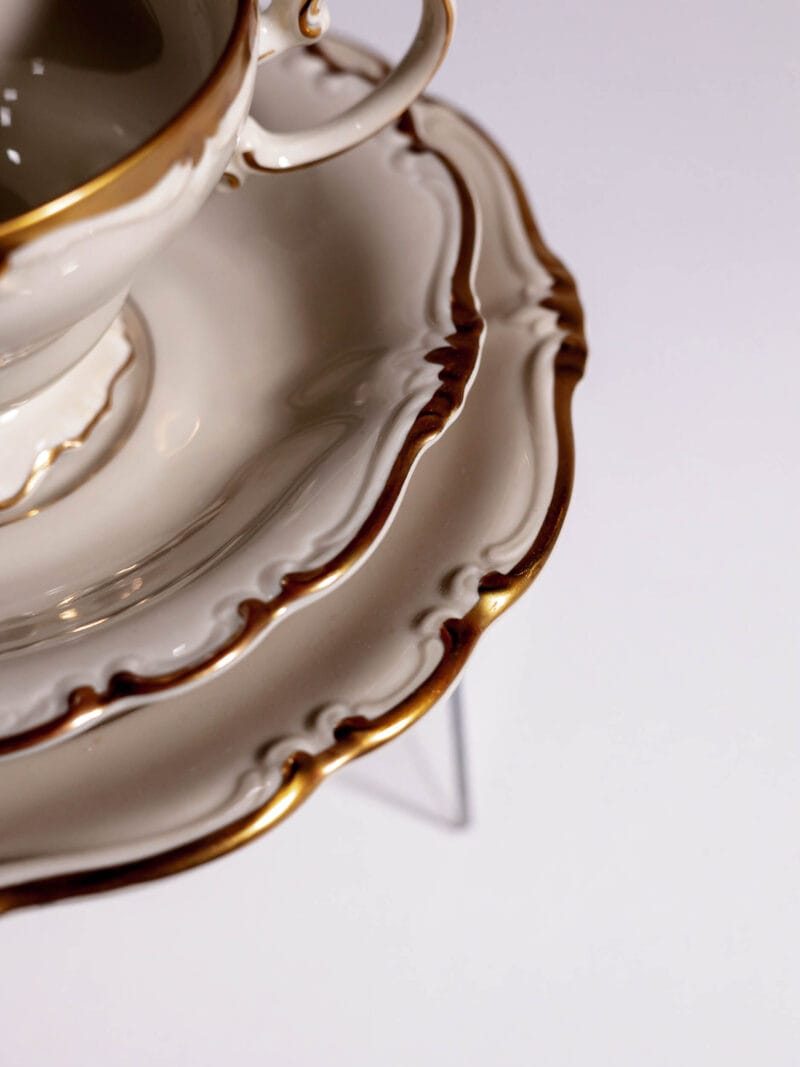 trio-kawowe-rosenthal-pompadour-ecru-20260608-0014 Trio kawowe Rosenthal Pompadour Ecru Gold lata 40te