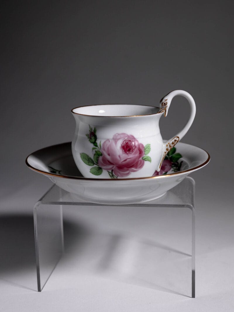 Duo kawowe Meissen z wzorem w różę uszko łabędzia 1924 rok