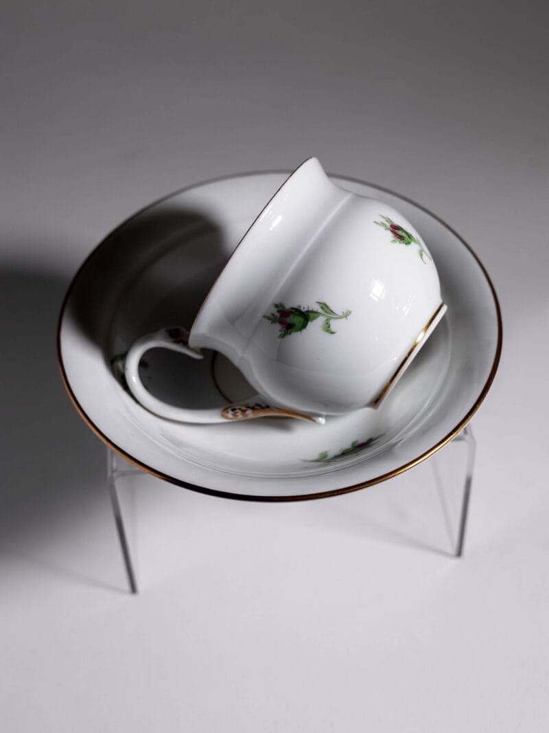 duo-kawowe-meissen-roza-labedz-20261005-8324 Duo kawowe Meissen z wzorem w różę uszko łabędzia 1924 rok