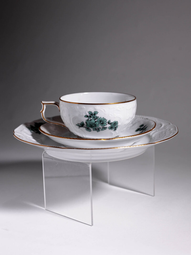 trio-herbaciane-rosenthal-sanssouci-zielona-roza-20261005-8306 Trio śniadaniowe Rosenthal Sanssouci zielony kwiat lata 70te