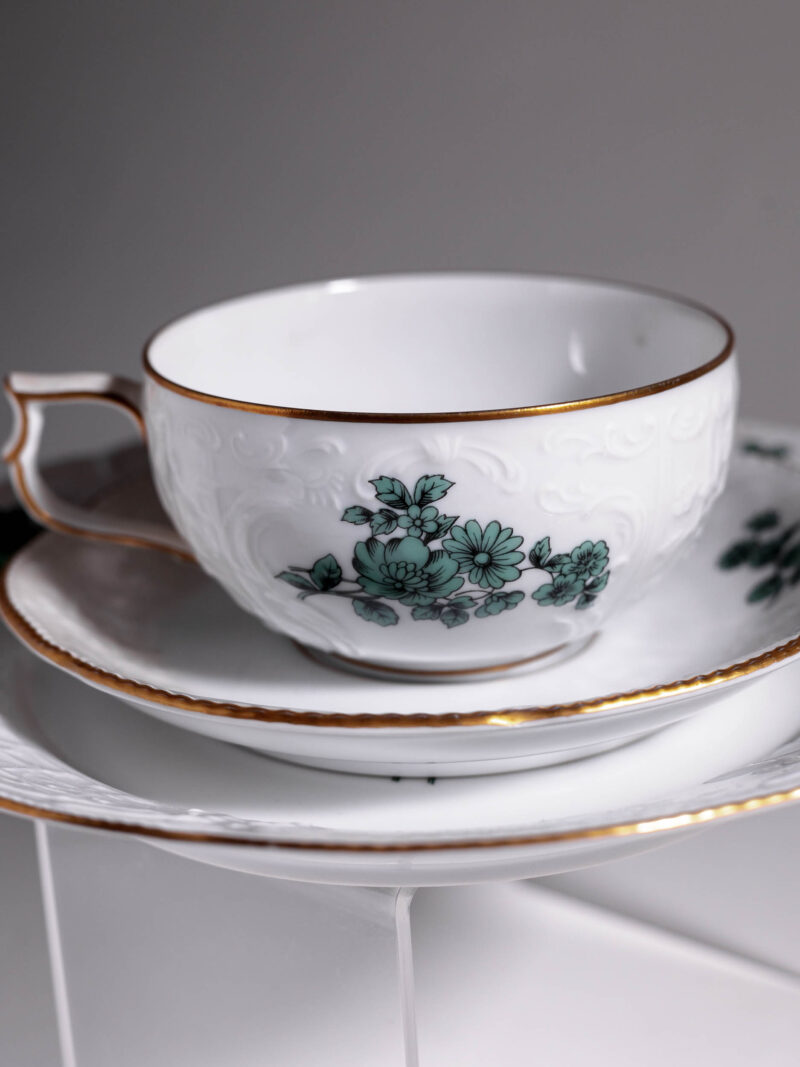 trio-herbaciane-rosenthal-sanssouci-zielona-roza-20261005-8308 Trio śniadaniowe Rosenthal Sanssouci zielony kwiat lata 70te