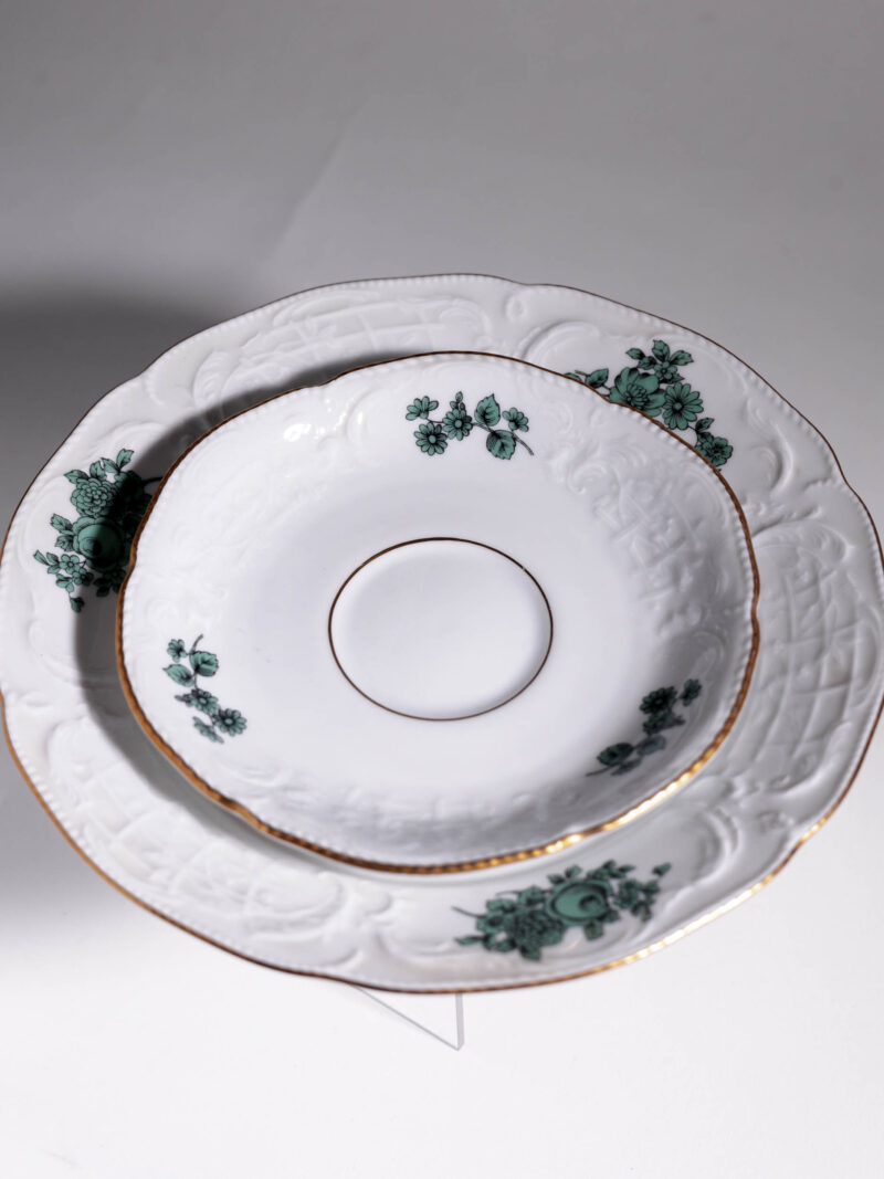 trio-herbaciane-rosenthal-sanssouci-zielona-roza-20261005-8309 Trio śniadaniowe Rosenthal Sanssouci zielony kwiat lata 70te